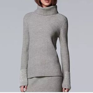 Embellished turtleneck sweater- 